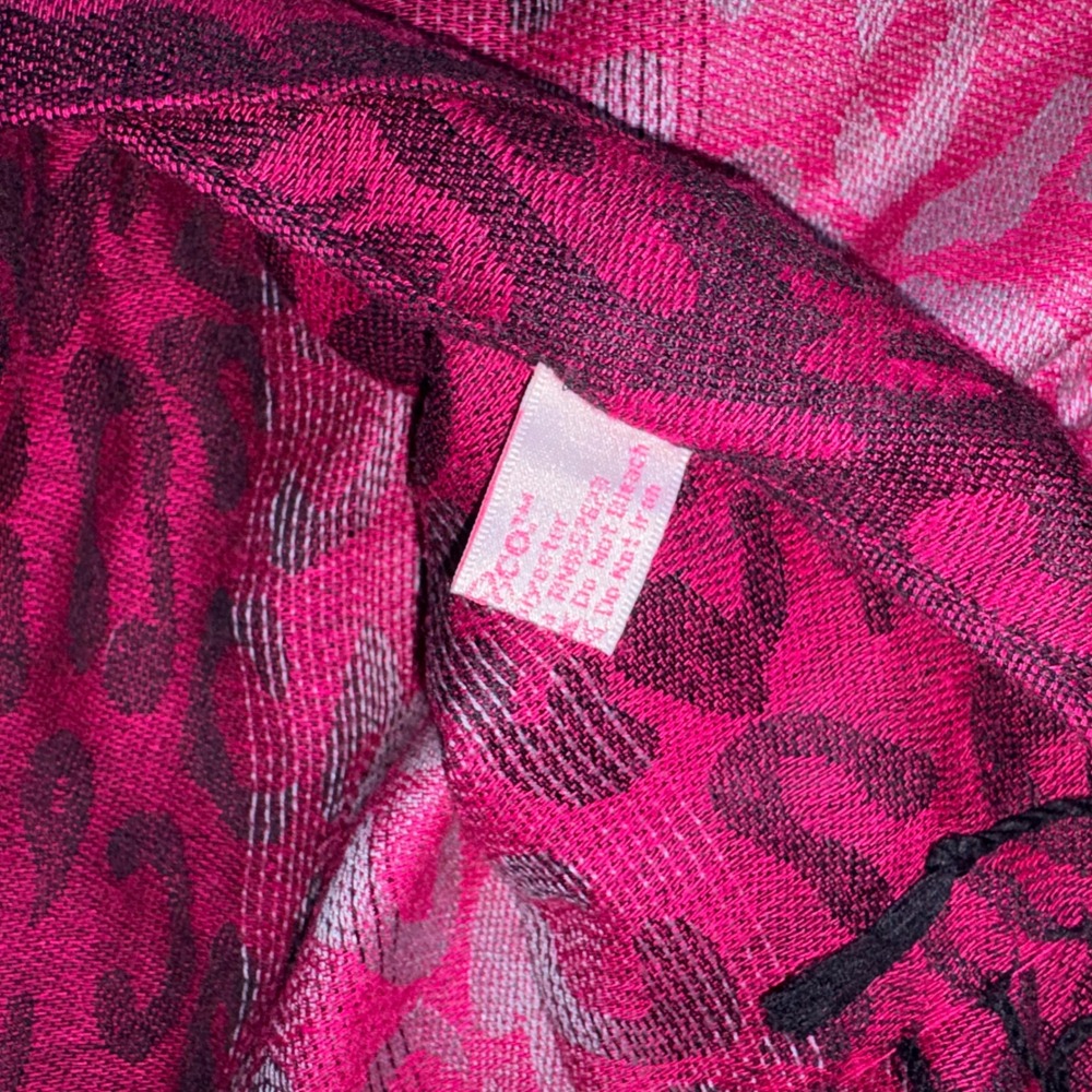 Mix Leopard Print Scarf 72 x 27.5 Pink Magenta Grey Excellent Fringed Woven Wrap - Picture 7 of 9